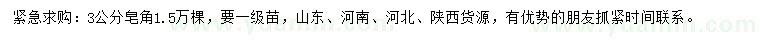 求購(gòu)3公分皂角