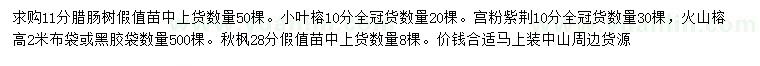 求購(gòu)臘腸樹(shù)、小葉榕、火山榕等
