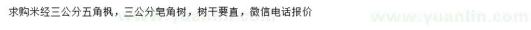 求購3公分五角楓、皂角樹