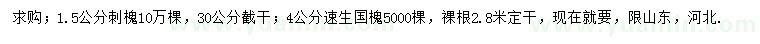 求購(gòu)1.5公分刺槐、4公分速生國(guó)槐