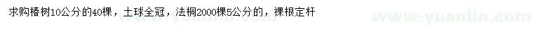 求購(gòu)10公分椿樹(shù)、5公分法桐