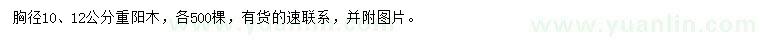 求購胸徑10、12公分重陽木