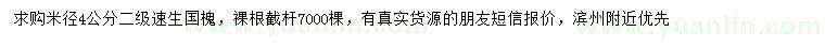 求購(gòu)米徑4公分速生國(guó)槐