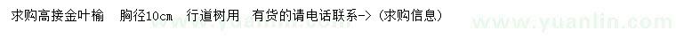求購(gòu)胸徑10公分高接金葉榆