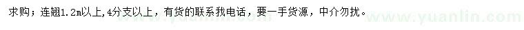 求購(gòu)1.2米以上連翹
