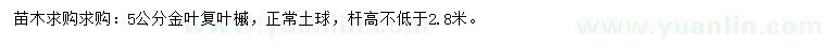 求購5公分金葉復(fù)葉槭