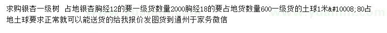 求購胸徑12、18公分銀杏
