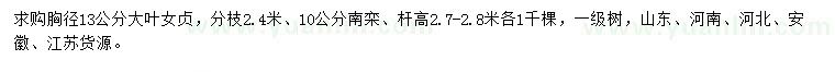 求購(gòu)胸徑13公分大葉女貞、10公分南欒