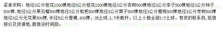 求購(gòu)桂花、杏樹(shù)、李子等
