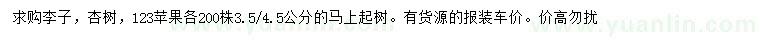 求購(gòu)李子、杏樹(shù)、123蘋(píng)果