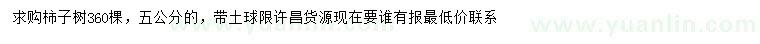 求購(gòu)5公分柿子樹