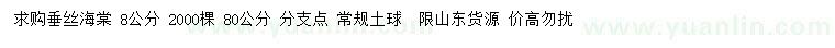 求購(gòu)8公分垂絲海棠