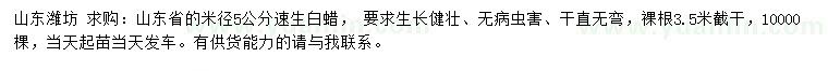 求購米徑5公分速生白蠟