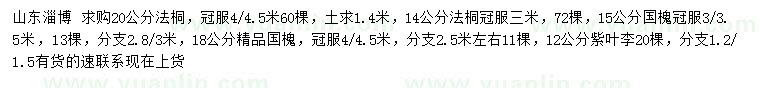 求購法桐、國槐、紫葉李