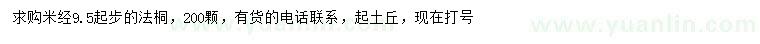 求購米徑9.5公分起步法桐
