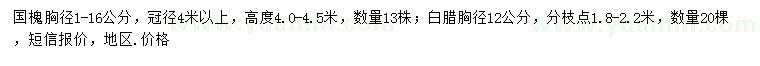 求購胸徑1-16公分國槐、12公分白臘