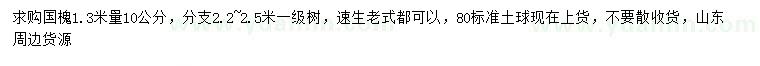 求購1.3米量10公分國槐
