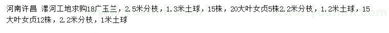 求購(gòu)18公分廣玉蘭、15、20公分大葉女貞