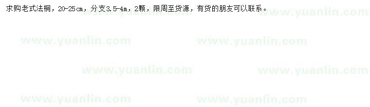 求購(gòu)20-25公分老式法桐