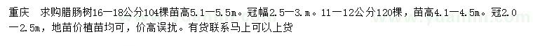 求購11-12、16-18公分臘腸樹