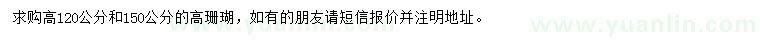 求購高120、150公分高珊瑚