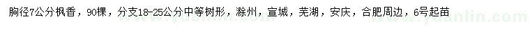 求購(gòu)胸徑7公分楓香