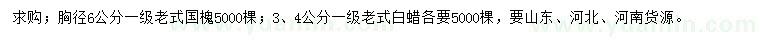 求購胸徑6公分老式國槐、3、4公分老式白蠟