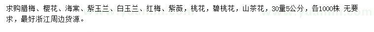 求購臘梅、櫻花、海棠等