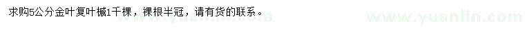 求購(gòu)5公分金葉復(fù)葉槭