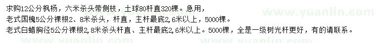求購(gòu)楓楊、老式國(guó)槐、老式白蠟