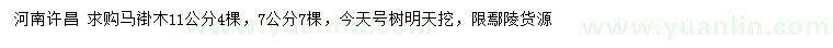 求購(gòu)7、11公分馬褂木