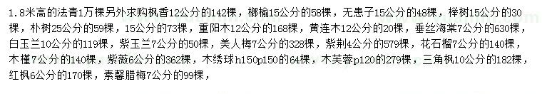求購(gòu)法國(guó)冬青、楓香、榔榆等