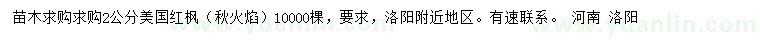 求購2公分美國(guó)紅楓（秋火焰）