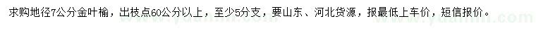 求購地徑7公分金葉榆