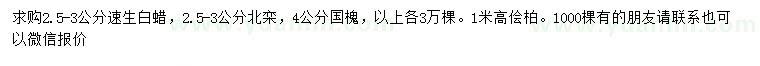 求購速生白蠟、北欒、國槐等