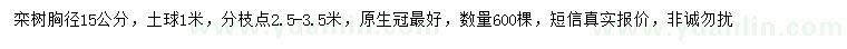 求購胸徑15公分欒樹