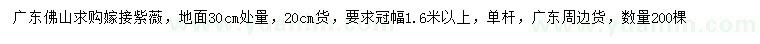 求購地面30公分處量20公分嫁接紫薇