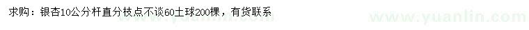 求購10公分銀杏