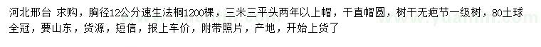 求購(gòu)胸徑12公分速生發(fā)桐