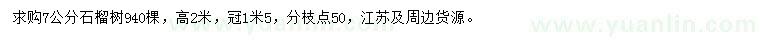求購7公分石榴樹