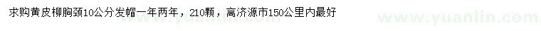 求購胸徑10公分黃皮柳