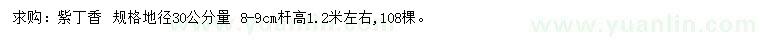 求購地徑30公分紫丁香