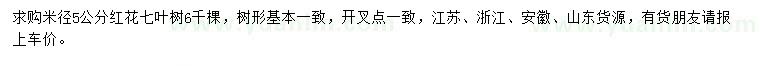 求購米徑5公分紅花七葉樹