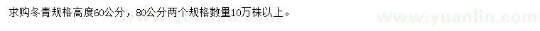 求購高60、80公分冬青