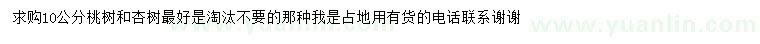 求購10公分桃樹、杏樹