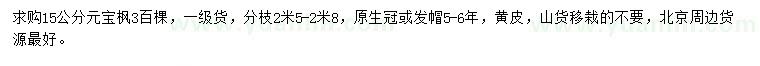 求購15公分元寶楓