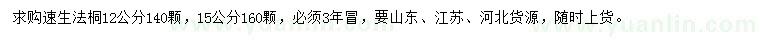 求購(gòu)12、15公分速生法桐