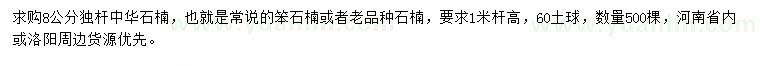求購8公分獨桿中華石楠