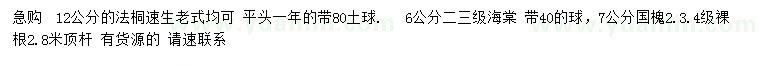 求購(gòu)法桐、海棠、國(guó)槐