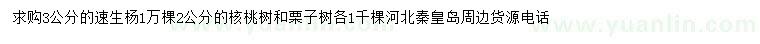 求購速生楊、核桃樹、粟子樹